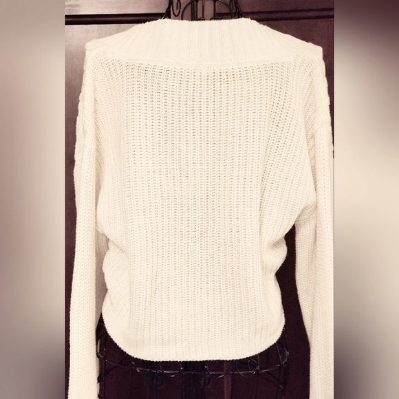Free People Womens Emilie White Knit Knot-Front Crop Pullover Sweater  NWT - Picture 6 of 6